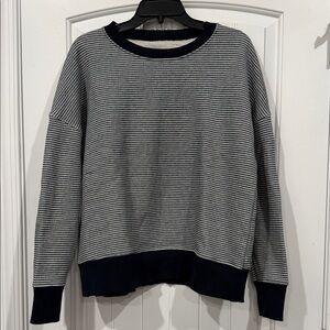 Frank & Eileen Dark Blue and White Striped Crew Neck Sweater
